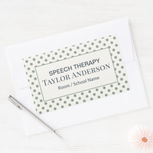 Speech Therapy Room Name Sticker Soft Sage Dots