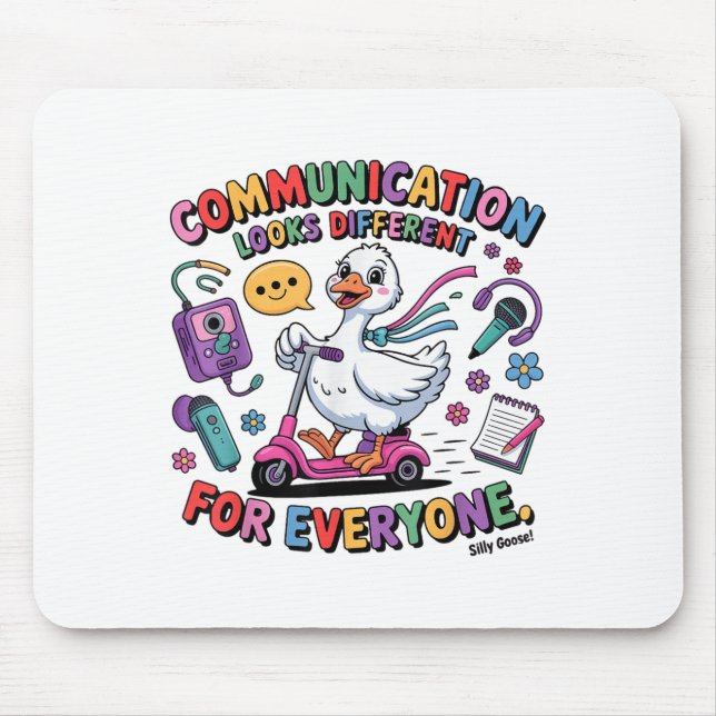 Speech Therapy Slp Silly Goose Communication Looks Mouse Mat (Front)
