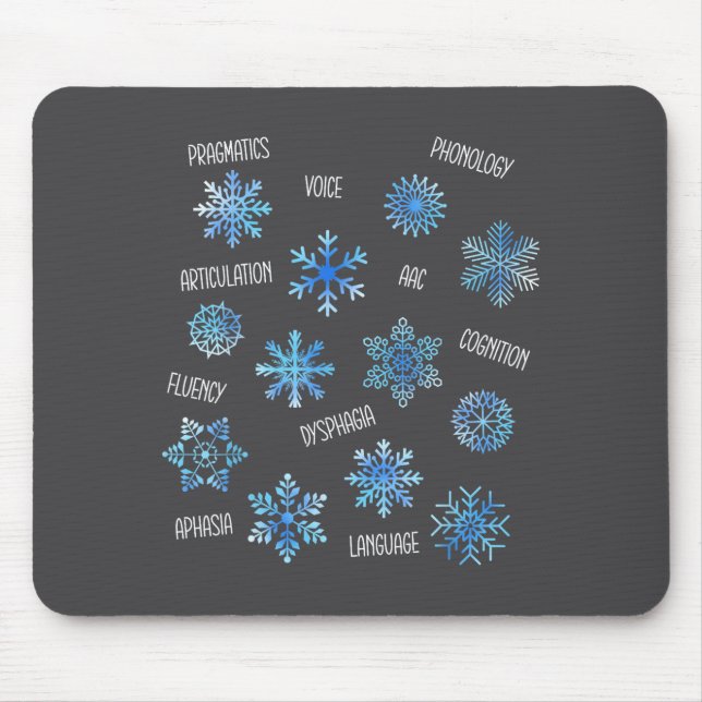Speech Therapy Snowflake Winter Vocabulary Theme F Mouse Mat (Front)