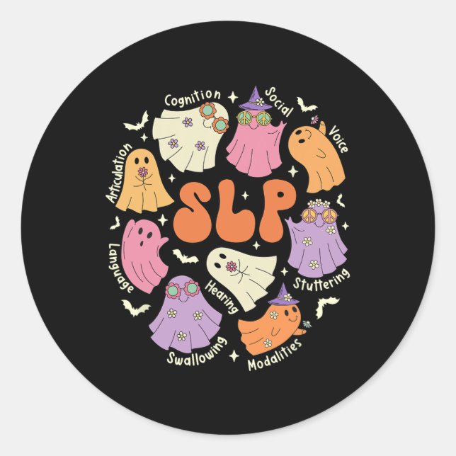 Speech Therapy Speech Language Pathologist Hallowe Classic Round Sticker (Front)