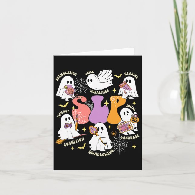Speech Therapy Spooky Slp Halloween Cute Ghost  Card (Front)