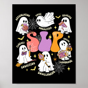 Speech Therapy Spooky Slp Halloween Cute Ghost Poster