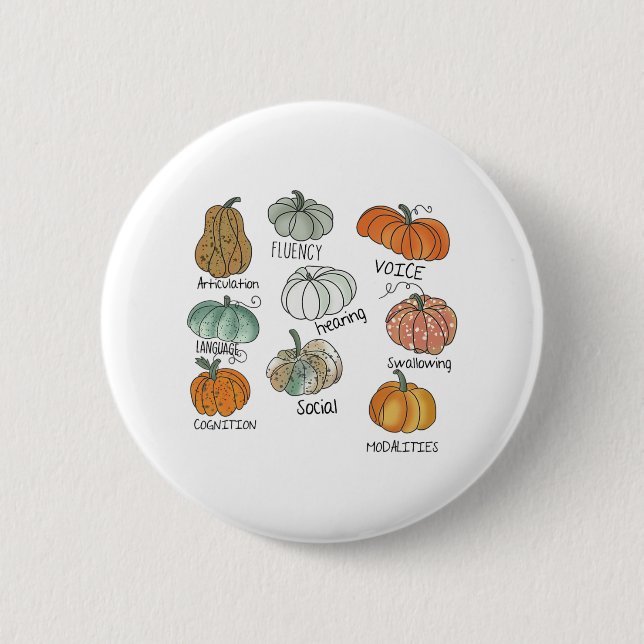 Speech Therapy Squad Pumpkin Fall Halloween Thanks 6 Cm Round Badge (Front)
