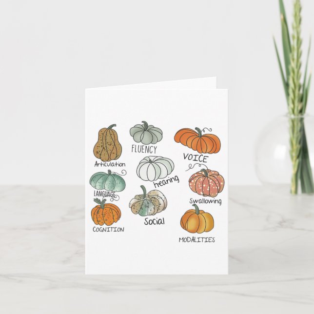Speech Therapy Squad Pumpkin Fall Halloween Thanks Card (Front)