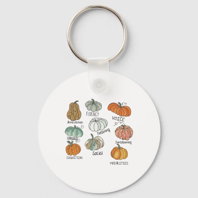 Speech Therapy Squad Pumpkin Fall Halloween Thanks Key Ring (Front)