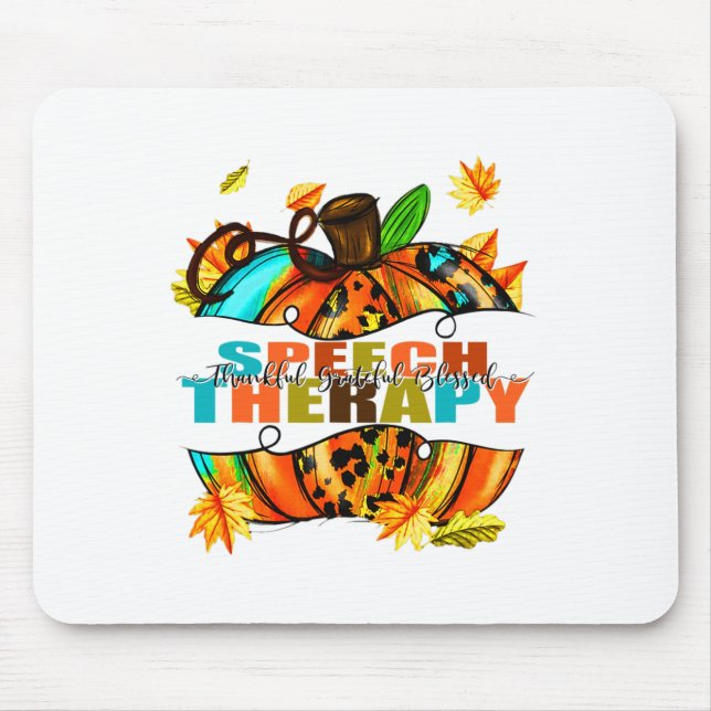 Speech Therapy Thankful Grateful Blessed Autumn Fa Mouse Mat (Front)