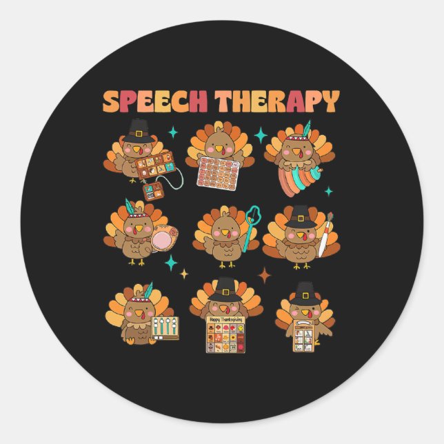 Speech Therapy Turkey Slp Speech Therapist Fall Th Classic Round Sticker (Front)