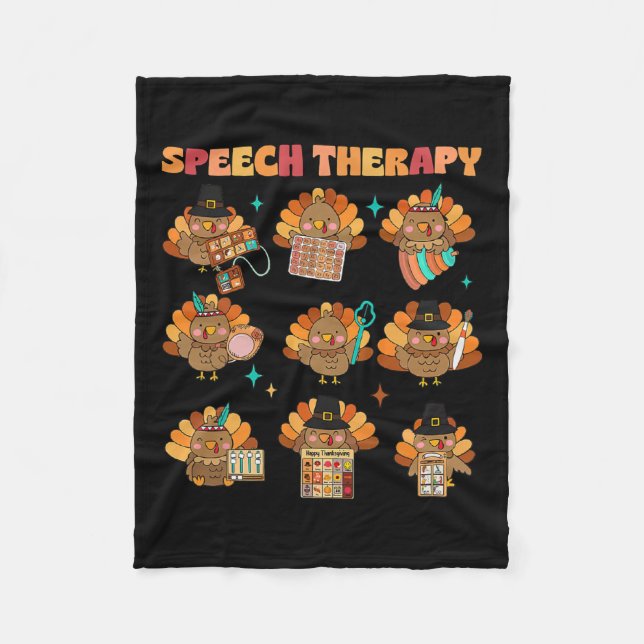 Speech Therapy Turkey Slp Speech Therapist Fall Th Fleece Blanket (Front)