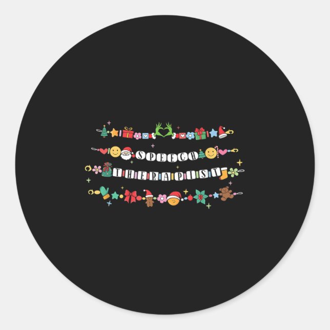 Speech Therast Bracelet Christmas Friendship Slp X Classic Round Sticker (Front)
