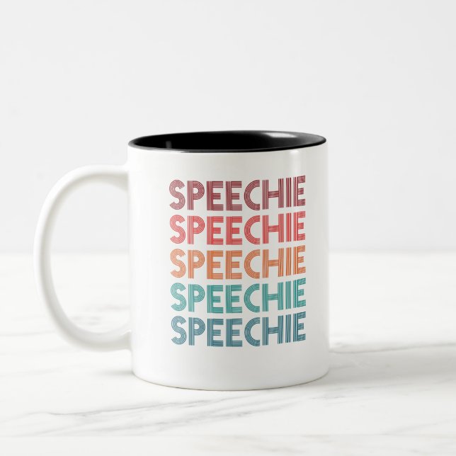 Speechie Retro Speech Pathology Pathologist SLP Two-Tone Coffee Mug (Left)