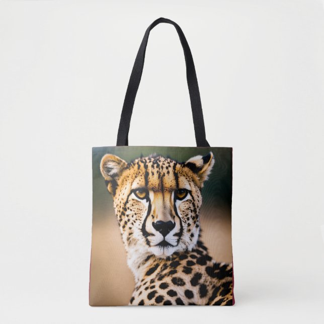 Speed and Grace: The Cheetah’s Gaze Tote Bag (Front)