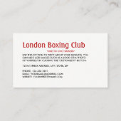 Speed Ball, Boxer, Boxing Trainer Business Card (Back)