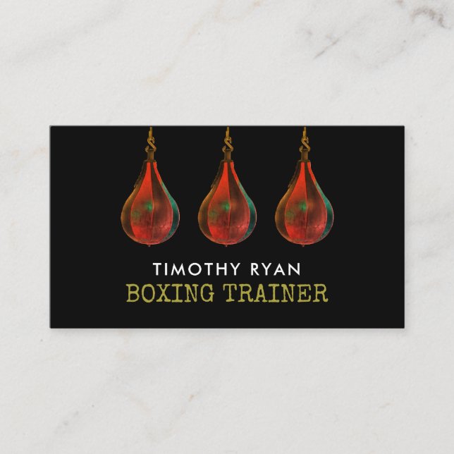 Speed Balls, Boxer, Boxing Trainer Business Card (Front)