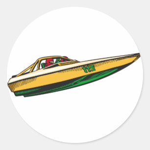 Speed Boat Classic Round Sticker
