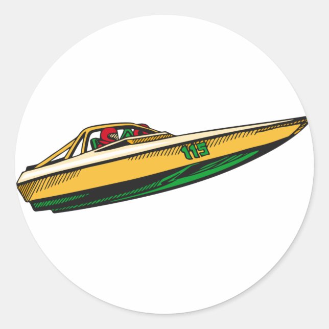 Speed Boat Classic Round Sticker (Front)