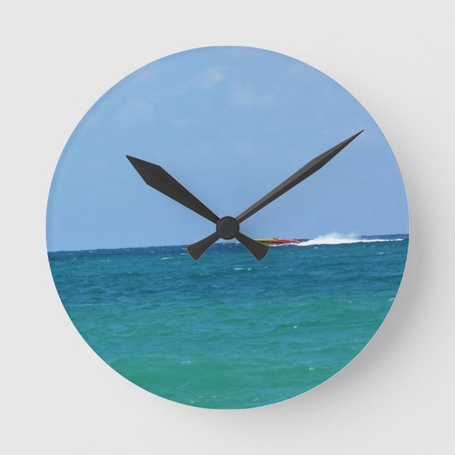Speed Boat, Fort Lauderdale, Florida Round Clock (Front)