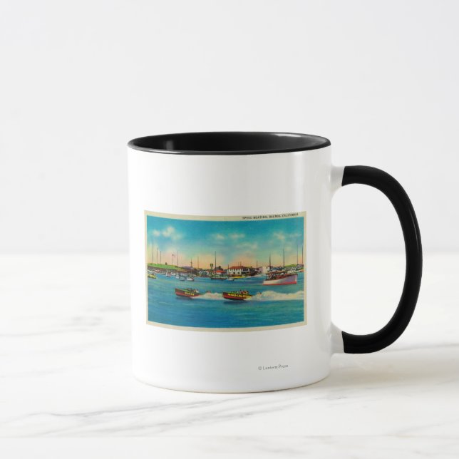 Speed Boating in Balboa, CaliforniaBalboa, CA Mug (Right)