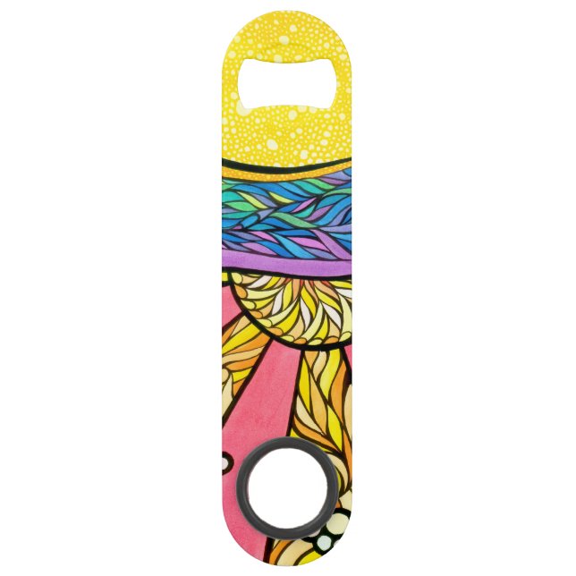 Speed Bottle Opener - Abstract Beach & Sun Rise (Front)