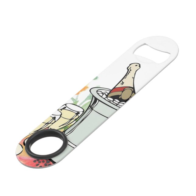 Speed Bottle Opener White Champagne Floral (Front Angled)