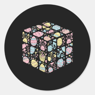 Speed Cube Bunny Easter Egg Easter Day Boys Mens K Classic Round Sticker