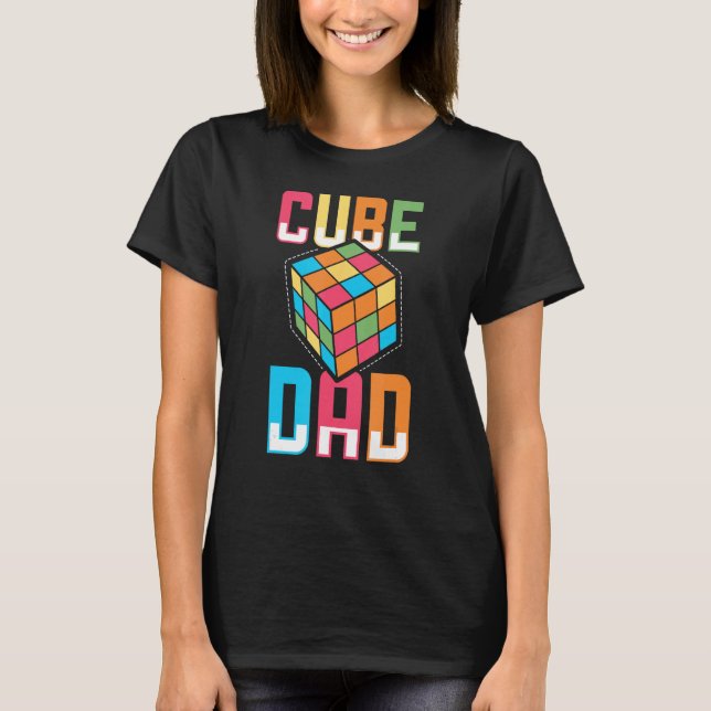 Speed Cubing Math Cuber Cube Dad Puzzle Cube T-Shirt (Front)