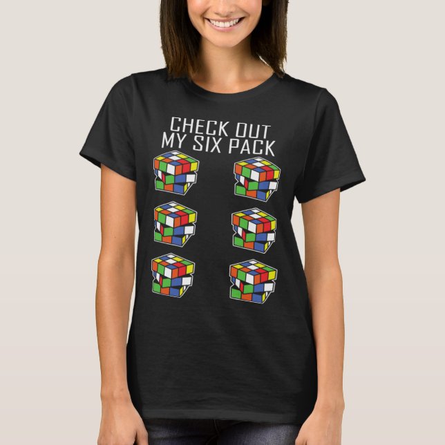 Speed Cubing Six Pack Speedcuber T-Shirt (Front)
