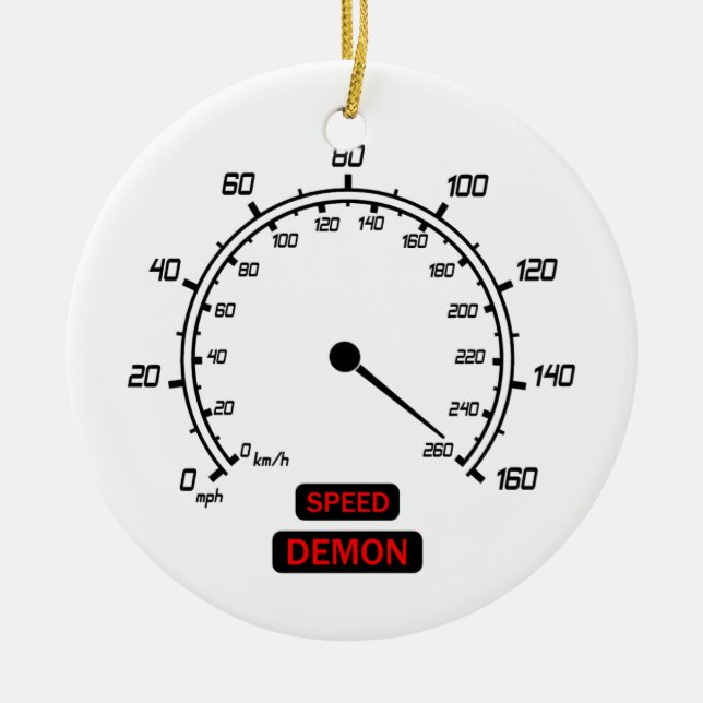 Speed Demon Ceramic Tree Decoration (Front)