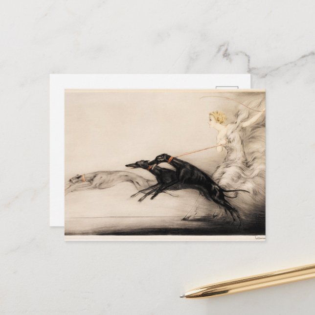 Speed II, Vitesse, 1933 by Louis Icart Postcard (Front/Back In Situ)