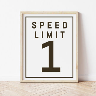 Speed Limit 1 Sign Template Fast ONE Race Car BDAY