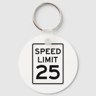 Speed Limit 25 MPH Sign Key Ring