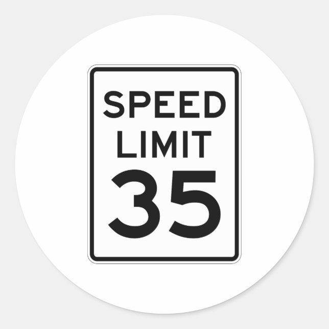 Speed Limit 35 MPH Sign Classic Round Sticker (Front)