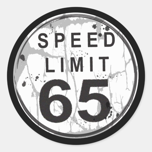 Speed Limit 65 Grungy Sticker (Front)