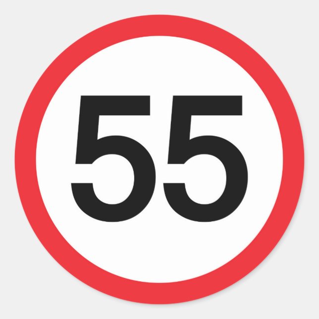 speed limit fifty-five classic round sticker (Front)