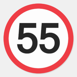 speed limit fifty-five classic round sticker