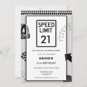 Speed Limit Man's 21st Birthday Invitation