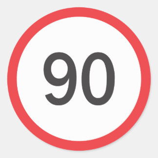 Speed limit nunety classic round sticker