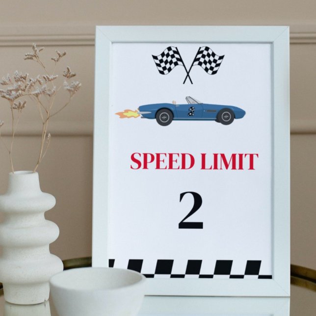 Speed Limit Race Car Birthday party Sign (Creator Uploaded)
