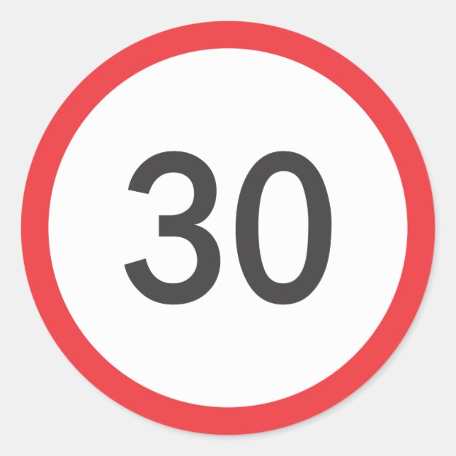 Speed limit thirty classic round sticker (Front)