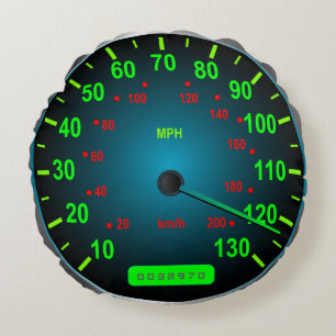 Speed Lover Speedometer I Love Speed Round Cushion