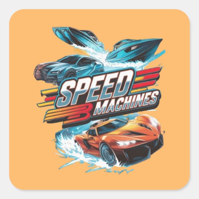 Speed machines square sticker (Front)