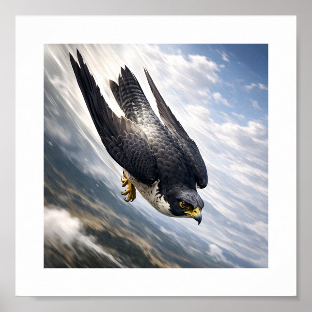 Speed of the Sky – Peregrine Falcon in Descent Poster (Front)