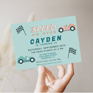 Speed Race Card Birthday Party Invitation