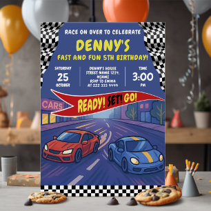 Speed Racing Birthday Party Invitation