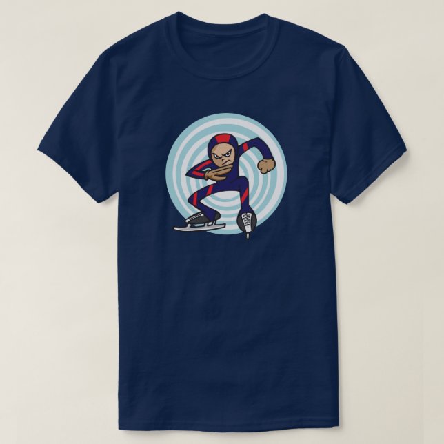 Speed Skater Anime Style Illustration Winter Games T-Shirt (Design Front)