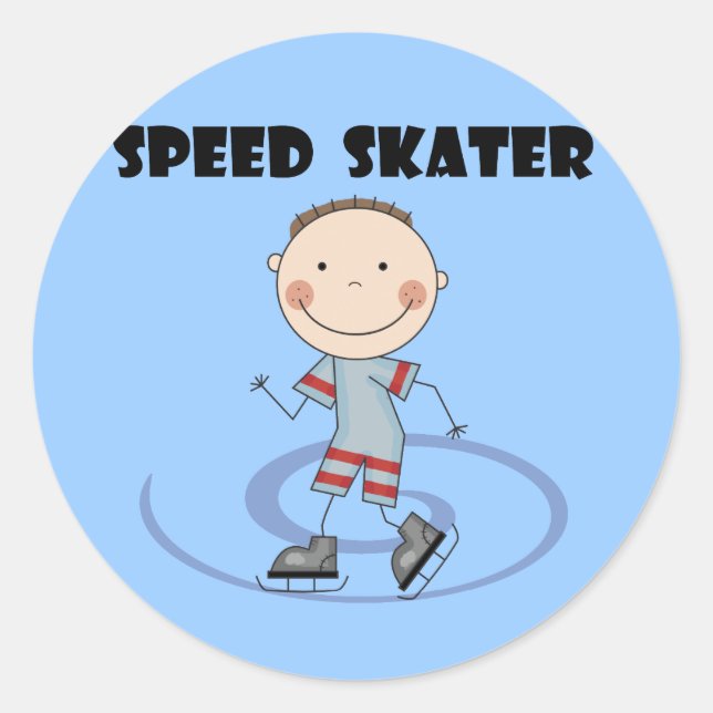 Speed Skater - Boy Tshirts and Gifts Classic Round Sticker (Front)