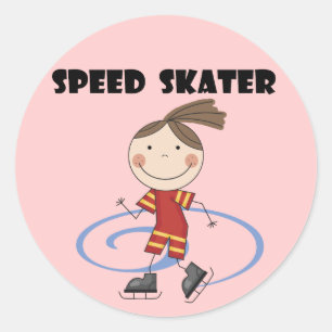 Speed Skater Female Tshirts and Gifts Classic Round Sticker
