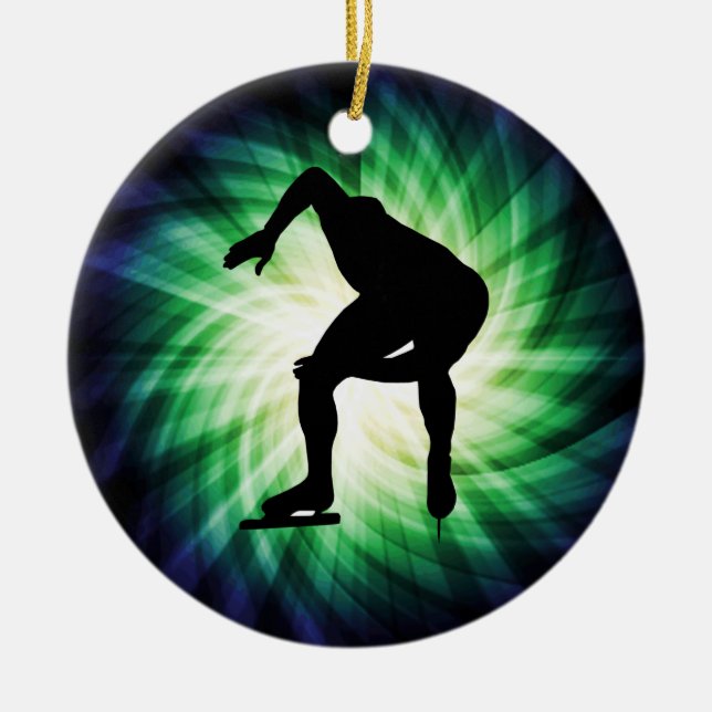 Speed Skater Gift Ceramic Tree Decoration (Front)