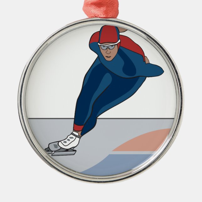 speed skater metal tree decoration (Front)