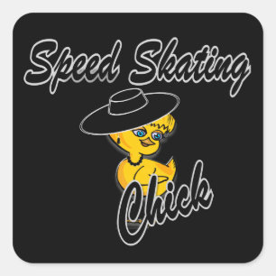 Speed Skating Chick #4 Square Sticker