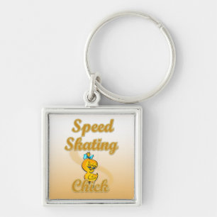 Speed Skating Chick Key Ring